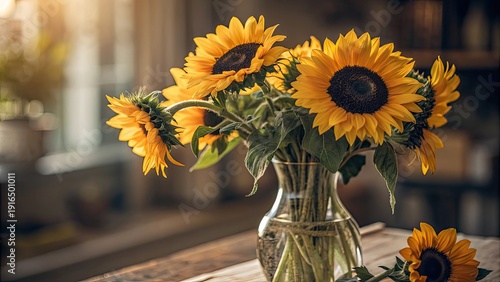 bouquet of sunflowers in a vase