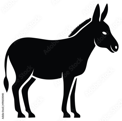 Silhouette of a donkey animal, black simple graphic design illustration.