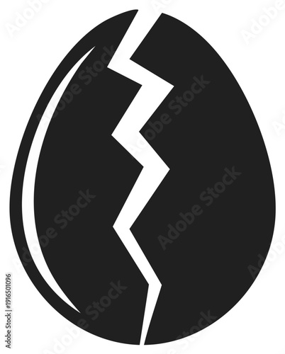 Cracked eggshell silhouette, concept of new life, rebirth, and hatching.