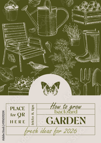 Gardening and agriculture poster, banner or cover