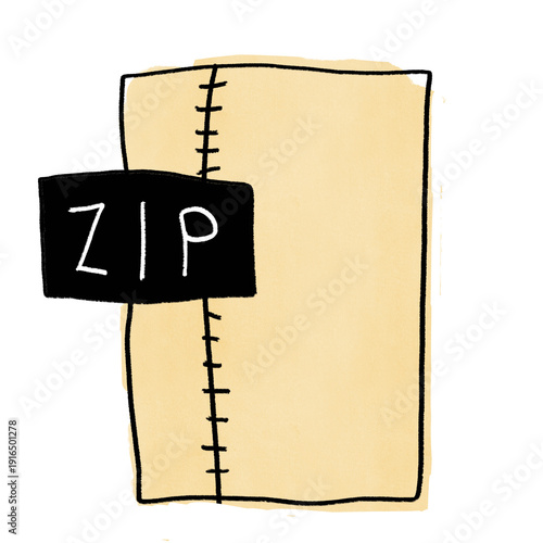 手描き風のZIP圧縮ファイル・フォルダのイラスト