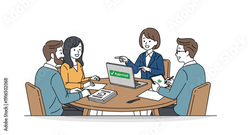 Business Meeting with Colleagues Discussing Project.