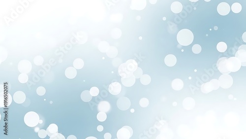White bokeh spots on light blue and white gradient background light blue background