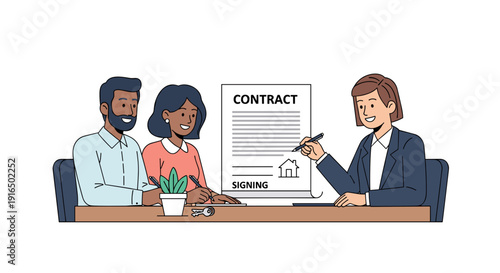 Business People Signing Contract at Table.