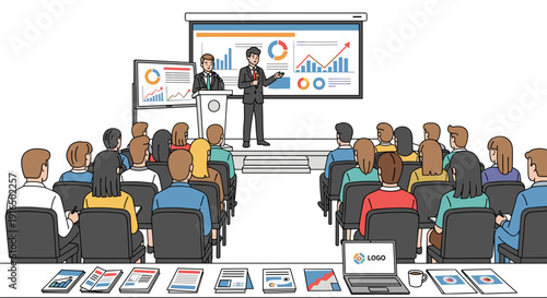 Business Presentation to Audience in Conference Room.