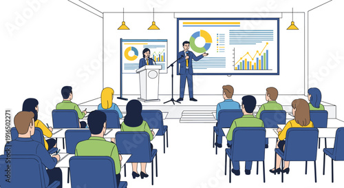 Business Presentation to Audience in Meeting Room.