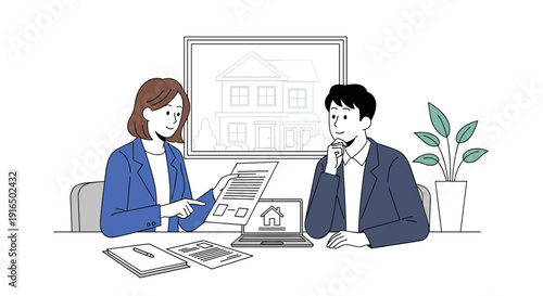 Business Professionals Discussing Plans at Desk.