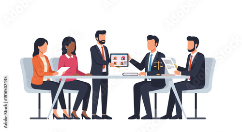 Business Professionals Discussing Project Around Table.