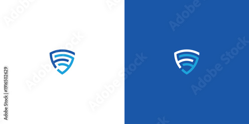 Modern shield logo design with the letter F and S security concept.