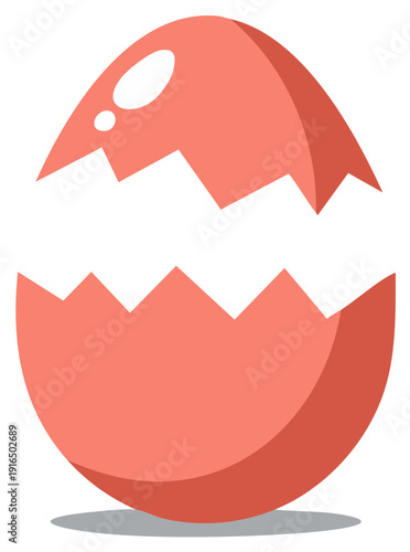 Simple Cartoon Illustration of an Empty Hatched Pink Eggshell