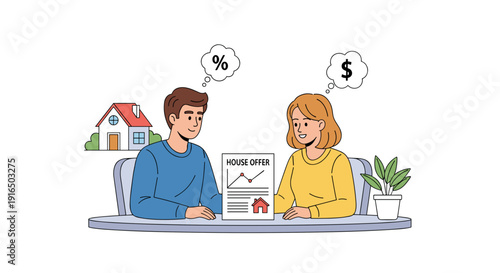 Couple Discussing Mortgage with Financial Documents.