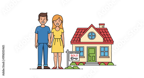 Couple Standing Beside New Home.