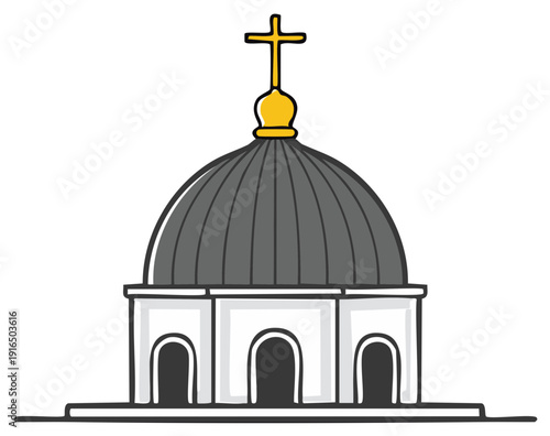 Church Dome with Cross Detailed Vector Illustration Religious Building Symbol