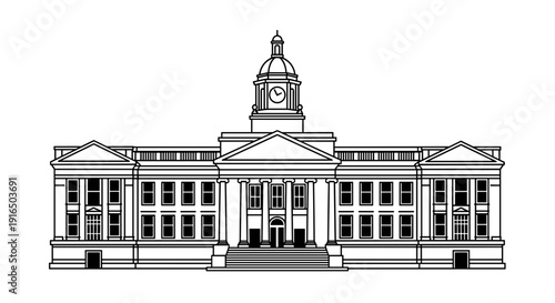 Detailed Illustration of Government Building Facade.