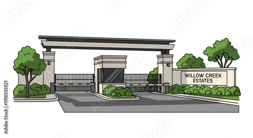 Entrance Gate to Willow Creek Estate.