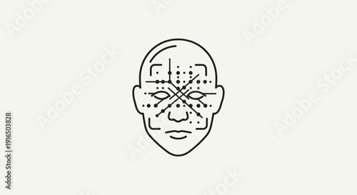 Facial Recognition Technology Illustration of Man.