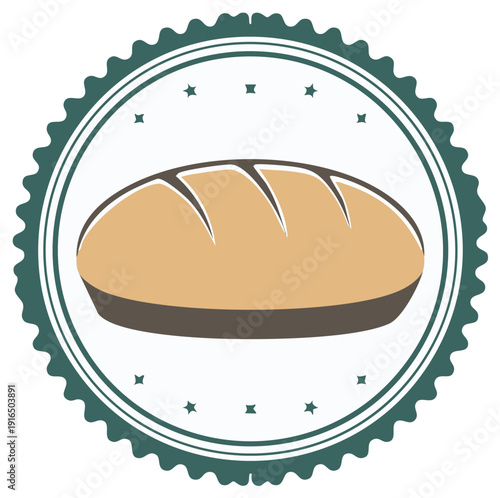 Artisanal bread logo in emblem style with ornate decorative seal for bakery or food product