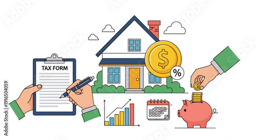 Filling Tax Form for Home Savings.