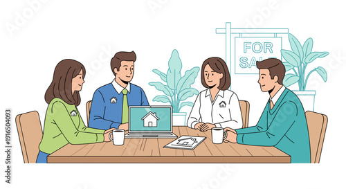 Four Professionals Discussing Around Table.