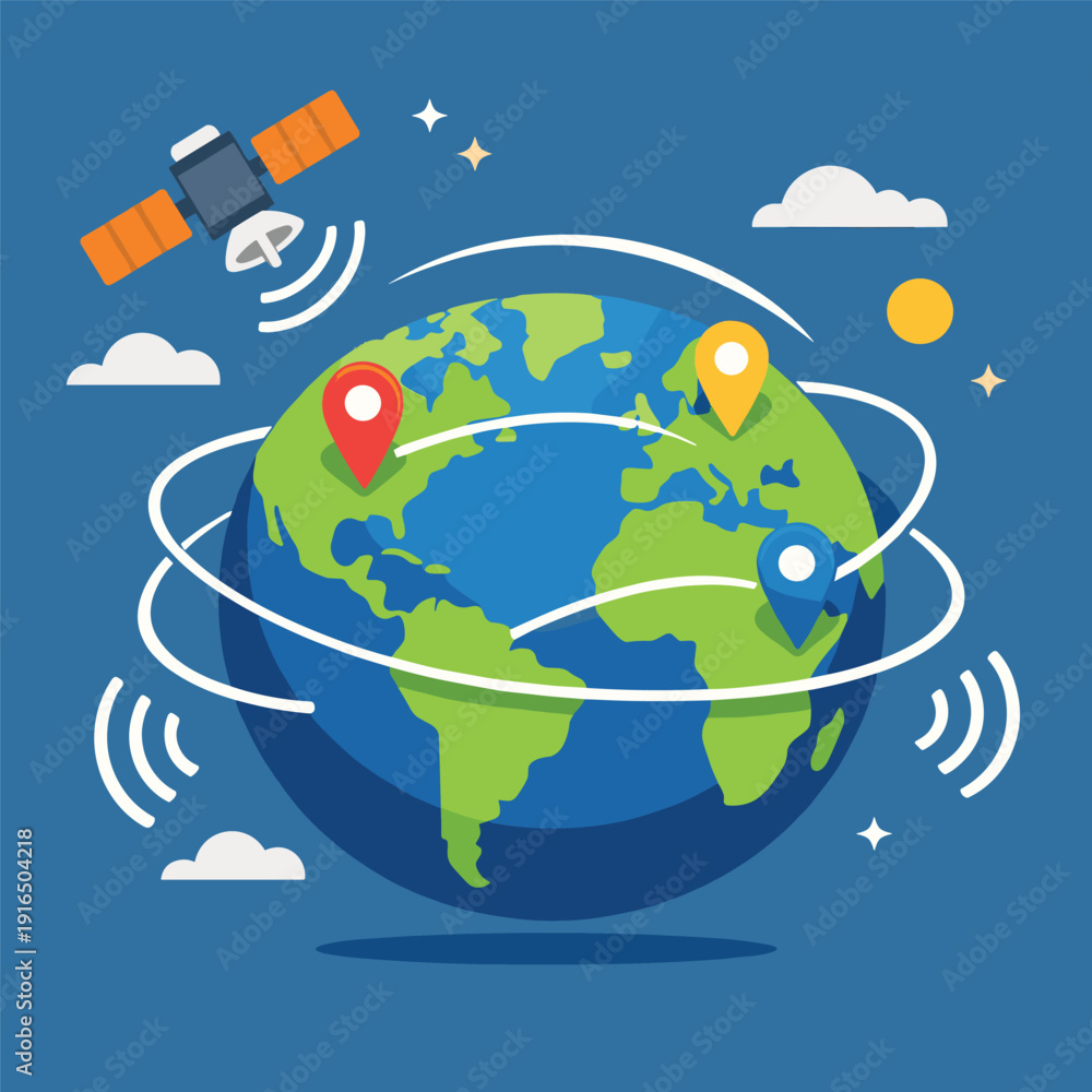 Fototapeta premium Global Satellite Navigation and Location Tracking Concept