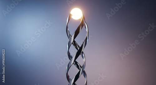 Wallpaper Mural A luminous glowing orb sits atop an elegant, abstract, twisting metal structure. Torontodigital.ca