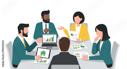 Group of Business Professionals Discussing Data.