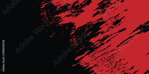 Abstract Black Background with Intense Red Grunge Paint Strokes