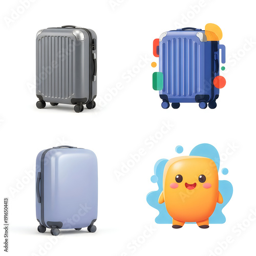 Wallpaper Mural Three Different Suitcases and a Yellow Cartoon Character Torontodigital.ca