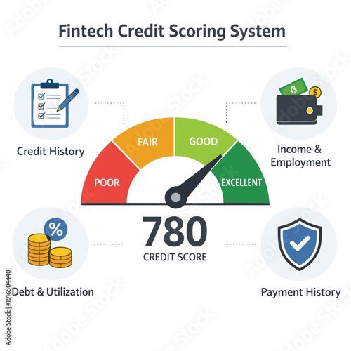 Fintech Credit Scoring System Overview Infographic