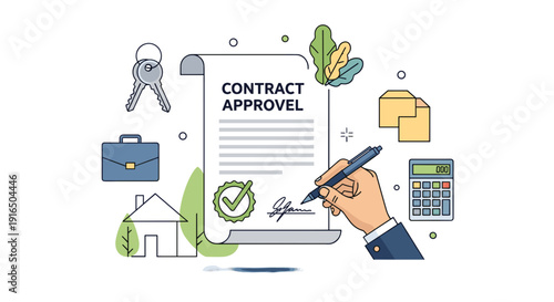 Hand Signing Contract Approval Document.