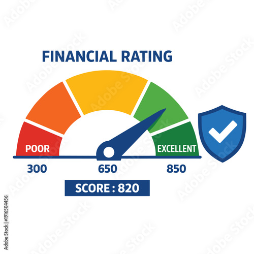 Financial Rating Gauge with Score Indicator
