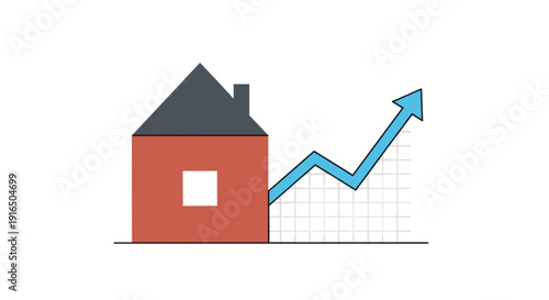 House Icon with Rising Graph Arrow.