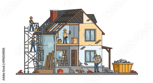 House Renovation Workers Under Construction.