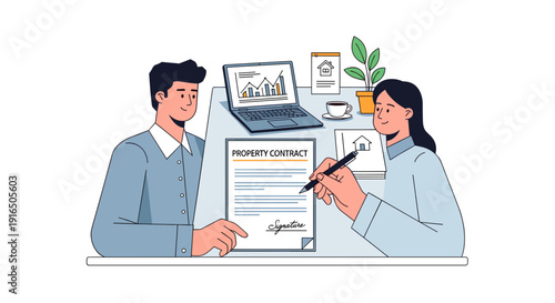 Man and Woman Signing Property Documents 1.