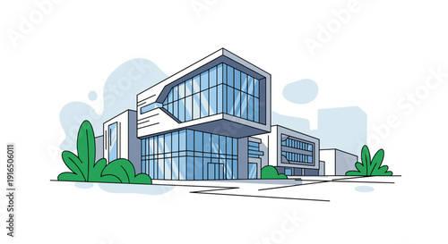 Modern Glass Office Building Illustration 1.