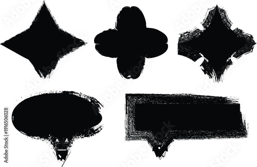 A collection of six black suit playing card symbols on a white background