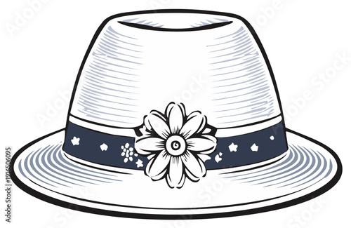 Elegant hat with flower decoration, artistic illustration style