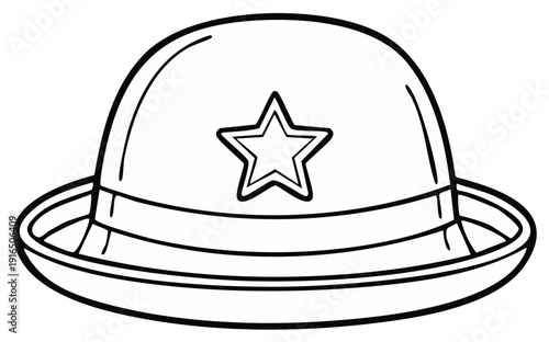 Stylized Outline of a Hat with Star Emblem