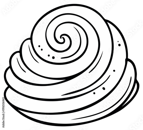 Illustration of a swirling meringue cookie with simple line art design for sweet confection dessert