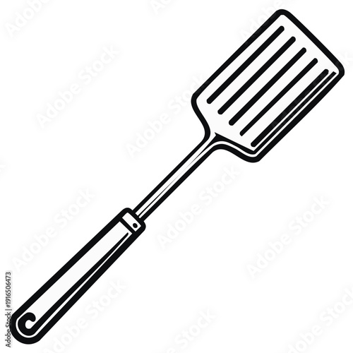 Spatula line art kitchen utensil simple culinary tool flat vector cooking equipment