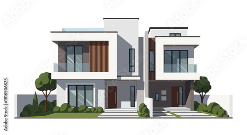 Modern Two Story House Building Design.