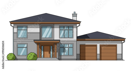 Modern Two Story House with Garage.