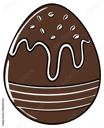 Cartoon Chocolate Easter Egg, Drizzled with White Icing and Sprinkles