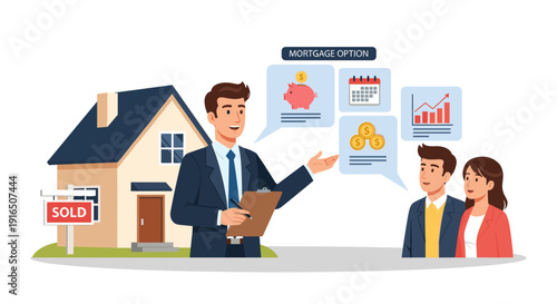 Real Estate Agent Showing House to Clients.