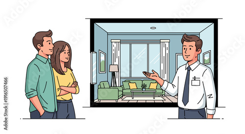 Real Estate Agent Showing Virtual Apartment Tour.