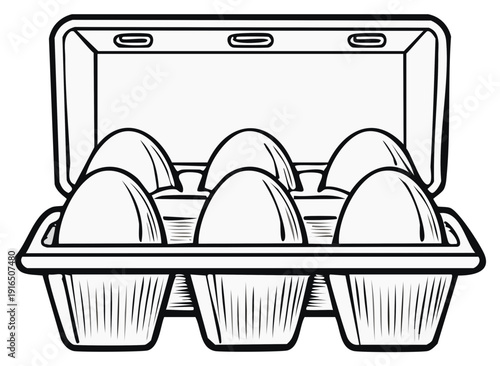 Six White Eggs in a Carton