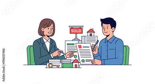 Real Estate Agent Signing Documents with Client.