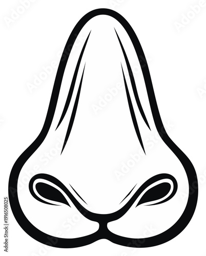 Stylized graphic representation of a human nose, black outline on white background