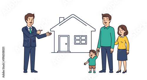 Realtor Showing House to Young Family.