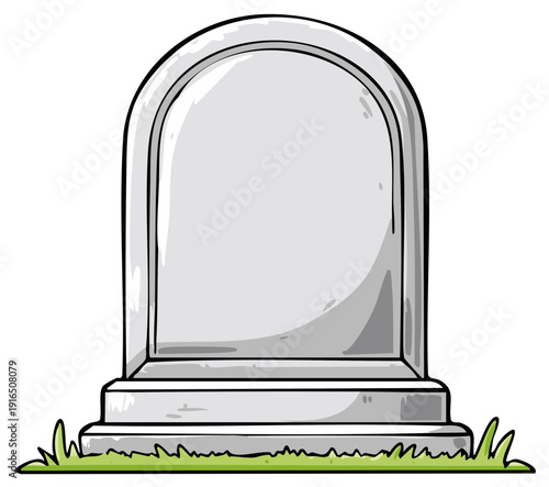 Blank Cartoon Tombstone Gravestone Illustration on Green Grass